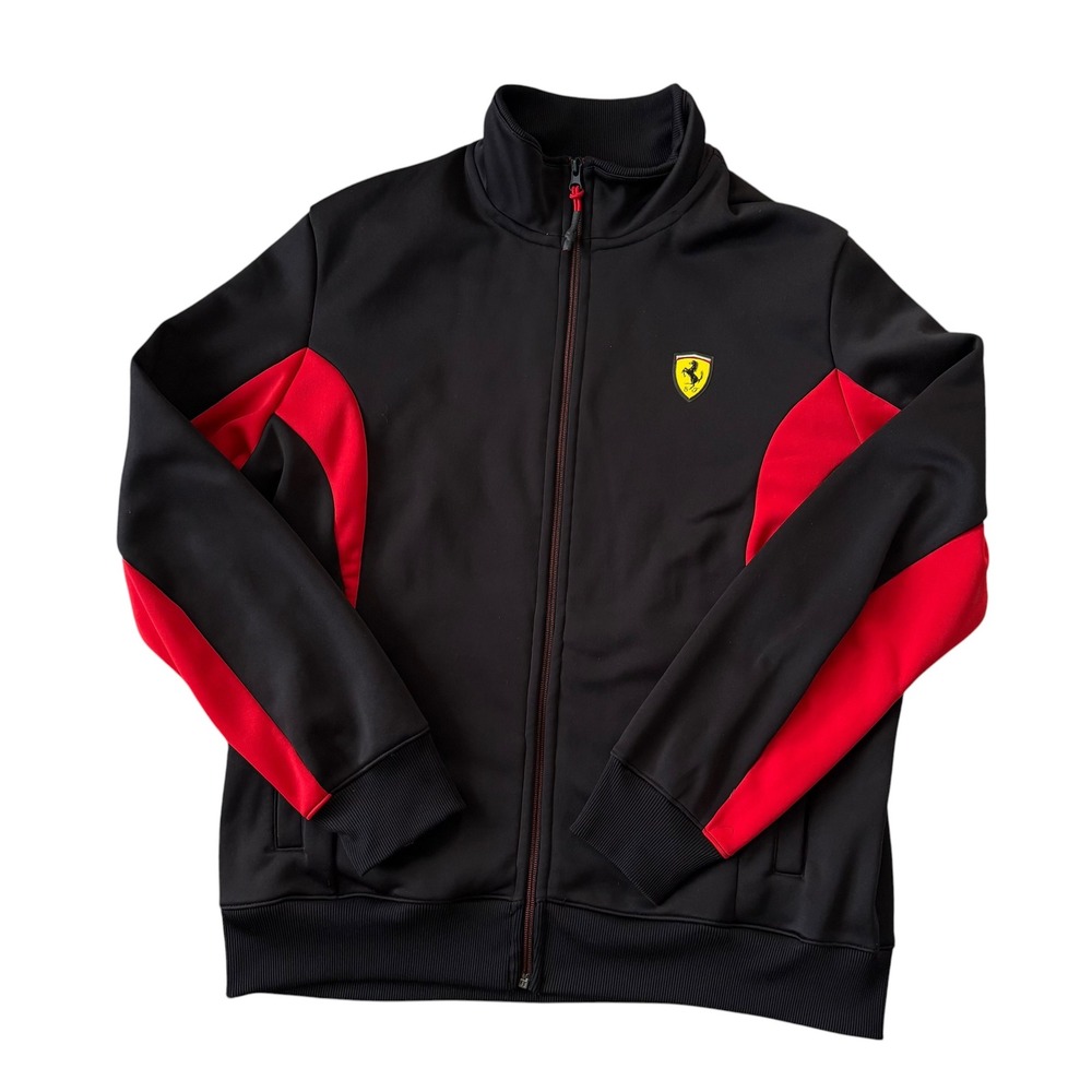 Puma Scuderia Ferrari Track Jacket Black Red Full Zip L Motorsport Car Racing